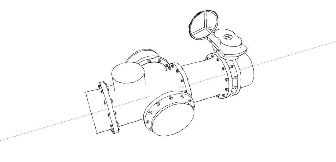 Boceto de una conducción con válvula